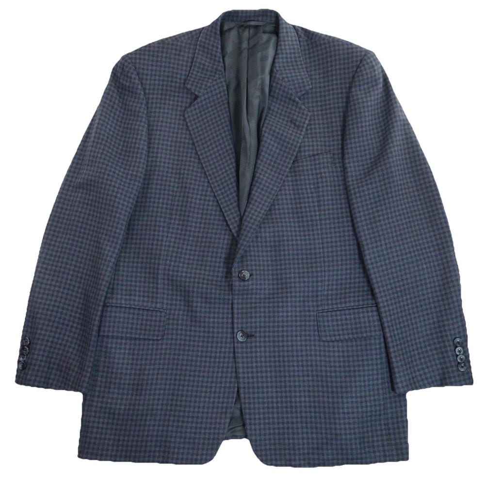 Hickey Freeman‎ Blazer Boardroom Silk Wool Check Blue Men 44L